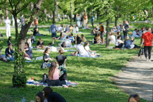 People relaxing in the park